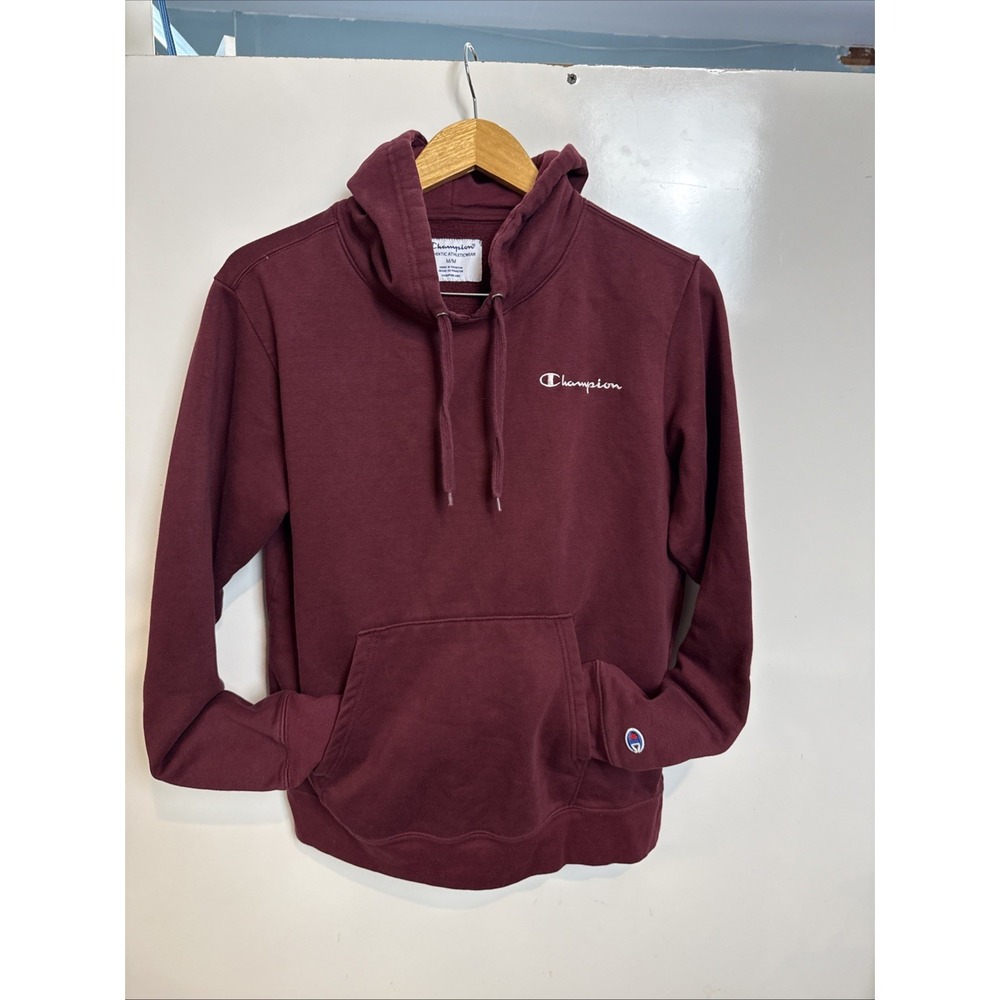 Champion Logo Fleece Pullover Hoodie w/ Pockets | Size M Maroon